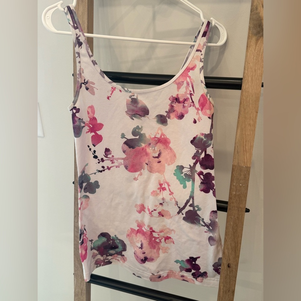 Lululemon White floral Tank Top 6